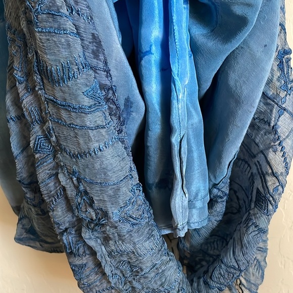 Gypsy 05 Silk Beachy Blue Boho Embroidered Printed Maxi Dress - Picture 11 of 15